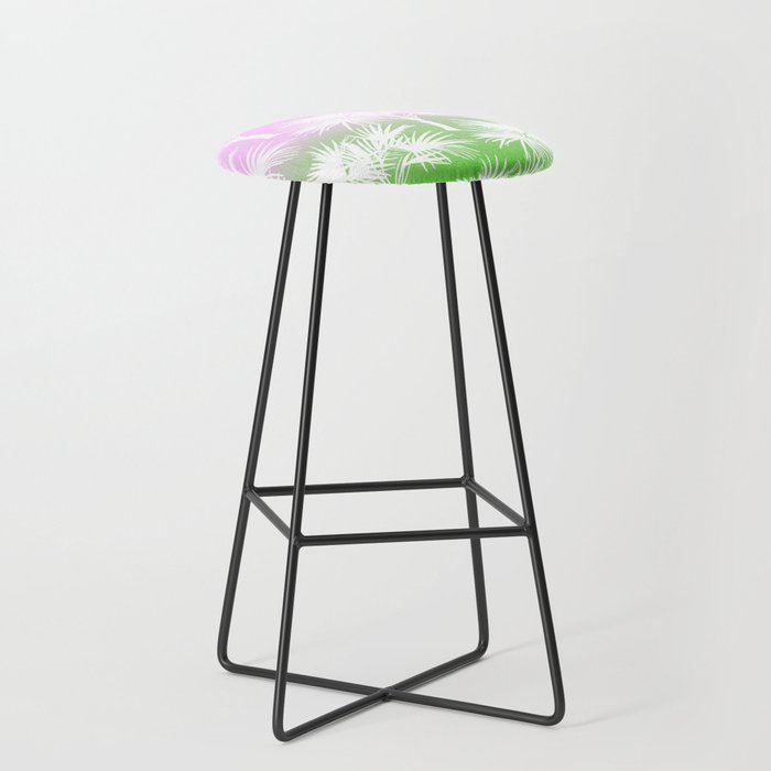 70’s Tie Dye Ombre Palm Trees Pink and Green Bar Stool