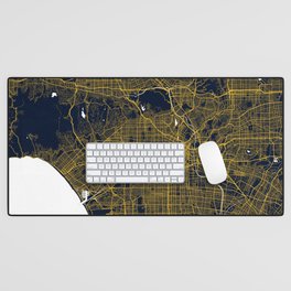 Los Angeles City Map of the United States - Gold Art Deco Desk Mat
