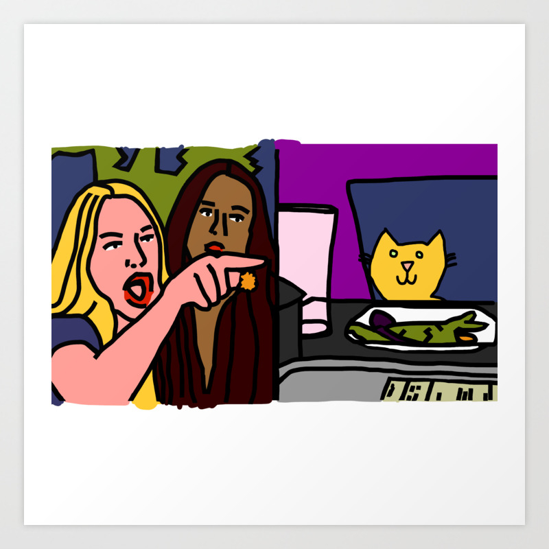 Woman Yelling At Cat Meme Yellow Cat Steps In For Smudge Art