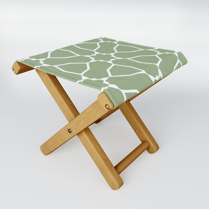 Green Floral Network Folding Stool