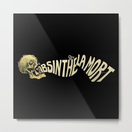 1905 French Absinthe is Death Skeleton Aperitif Liquor Advertisement Vintage Poster No. 1 Metal Print | Vangogh, Absinthe, Greenfairy, Aperitif, Paris, Lovecraft, Advertising, Graphicdesign, Skeleton, Absintheisdeath 