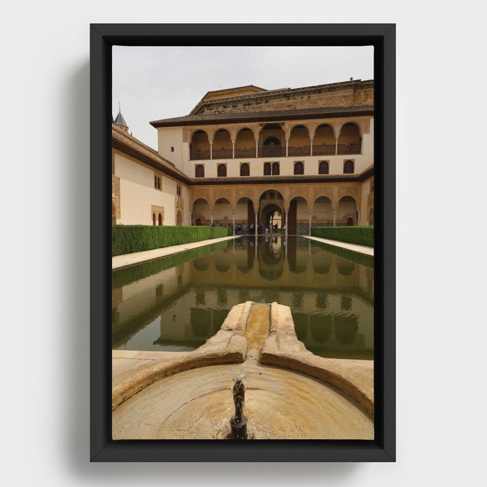 Courtyard at Alhambra palace, Granada, Spain Framed Canvas