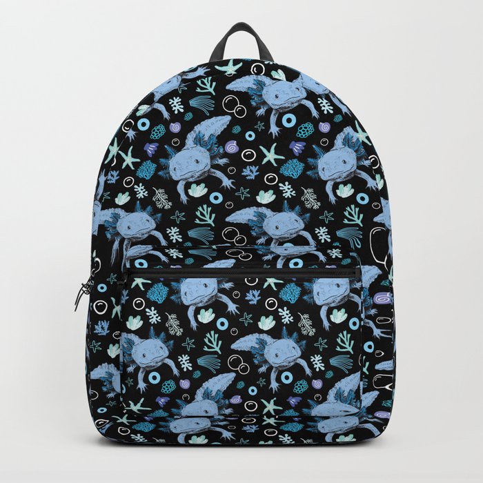 Blue Axolotl Coral Pattern Backpack