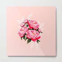 Blush Pink Peonies Bouquet  Metal Print | Flowersillustration, Pinkpeonies, Brightpink, Botanicalwallart, Blushpinkflowers, Summerbouquet, Drawing, Coralpink, Chalk Charcoal, Chalkdrawing 