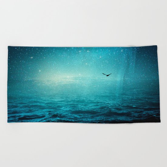 the sea and the universe Beach Towel
