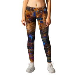 Rusty Brown on Blue Abstract Artwork Leggings | Abstract, Brown, Black, Blakc, Fantasy, Unisex, Painting, Purple, Galaxy, Blue 