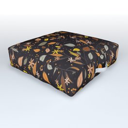 Autumn leaves, berries and flowers - fall themed pattern Outdoor Floor Cushion