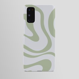 Sage and Silver Liquid Swirl Abstract Android Case