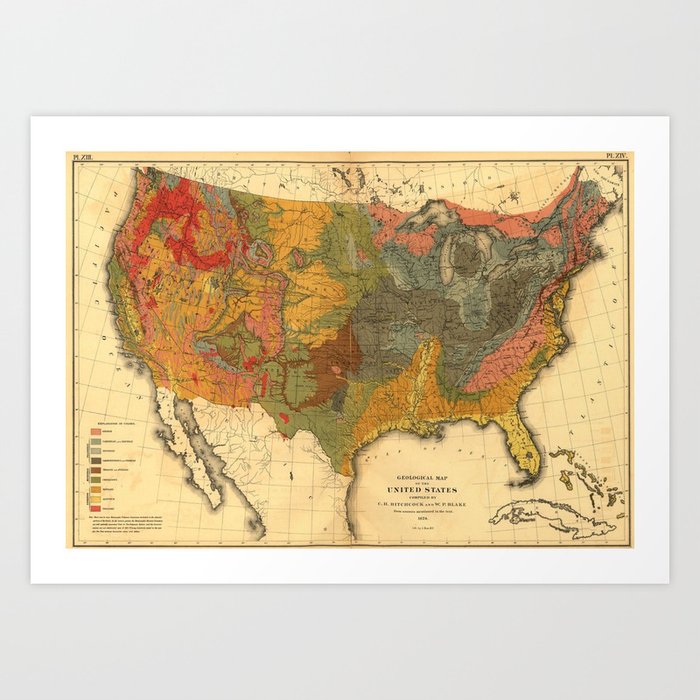 Vintage United States Geological Map Art Print