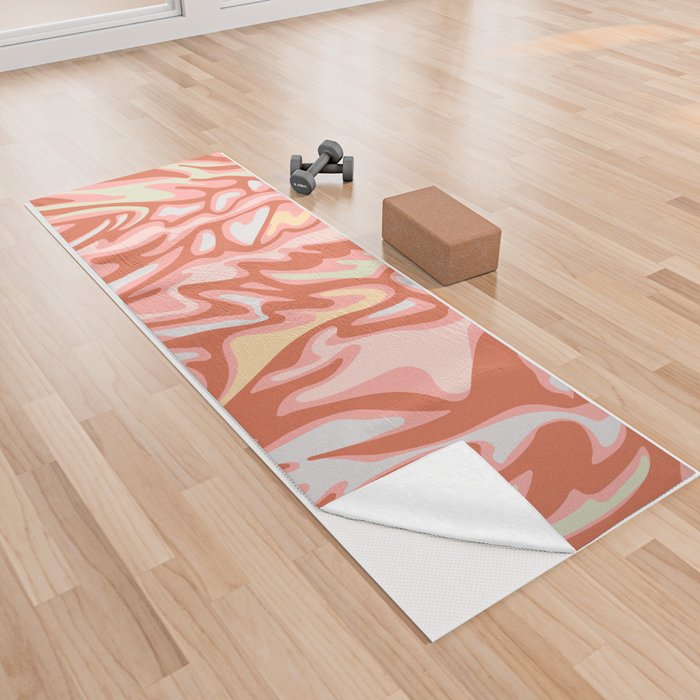 FLOW MARBLED ABSTRACT in TERRACOTTA AND BLUSH Yoga Towel