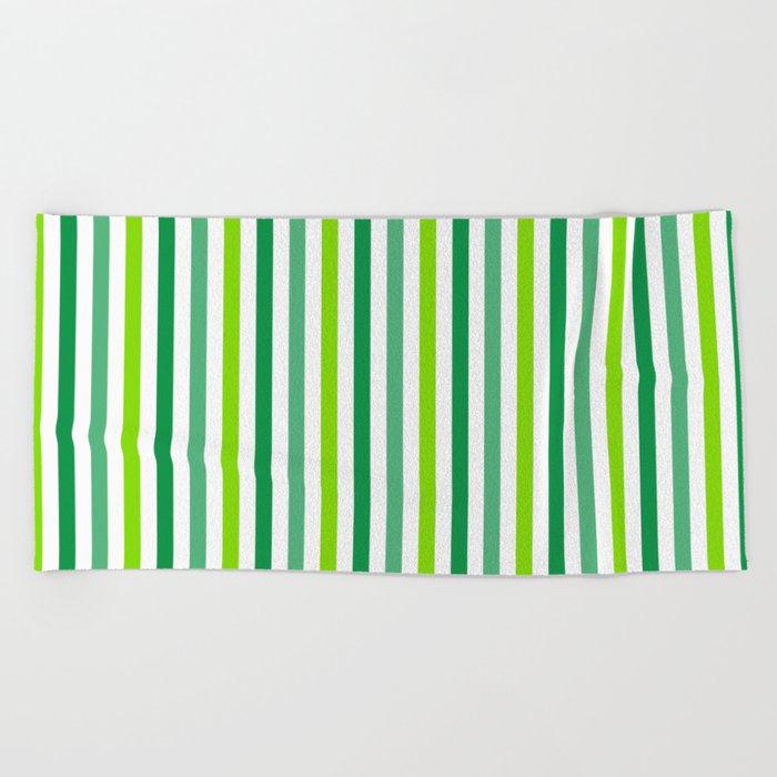 St. Patrick's Day Green Vertical Stripes Collection Beach Towel