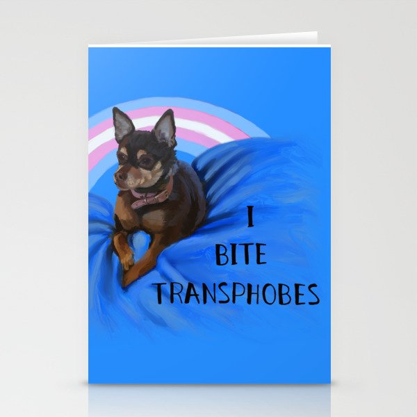I Bite Transphobes-blue Stationery Cards