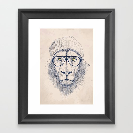 Cool lion Framed Art Print