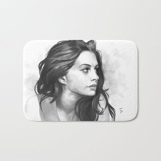 Anne Hathaway minimalist illustration Bath Mat