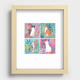 Colorful Kitties - four cat paintings in one Recessed Framed Print