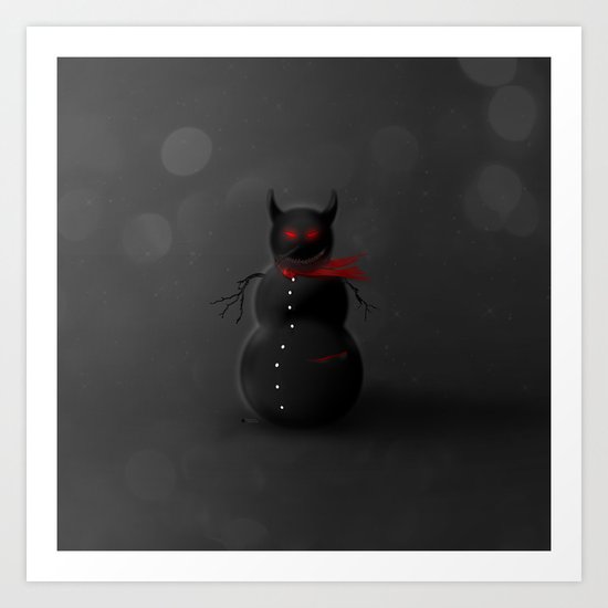 Dark Snowman Art Print