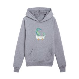 Seahorse taking bath watercolor painting print Kids Pullover Hoodies