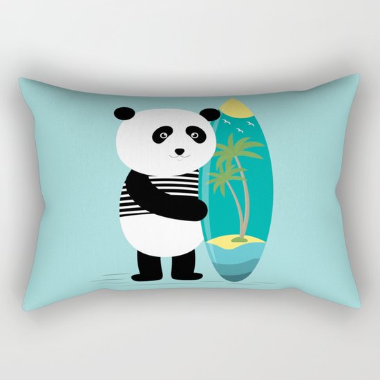 Surf along with the panda. Rectangular Pillow