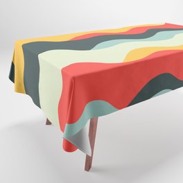 Retro 50s and 60s Classic Vintage Palette Mid-Century Minimalist Waves Abstract Art 2 Tablecloth