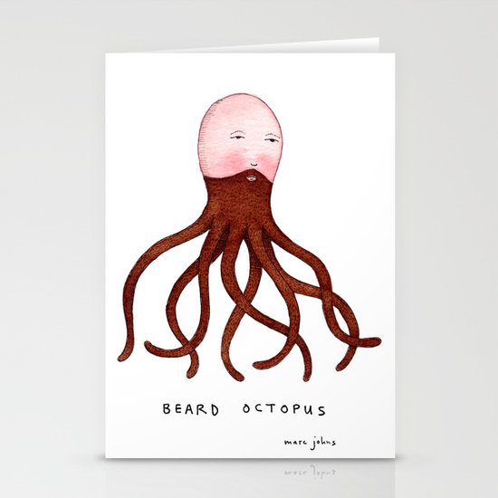 Beard Octopus Stationery Cards