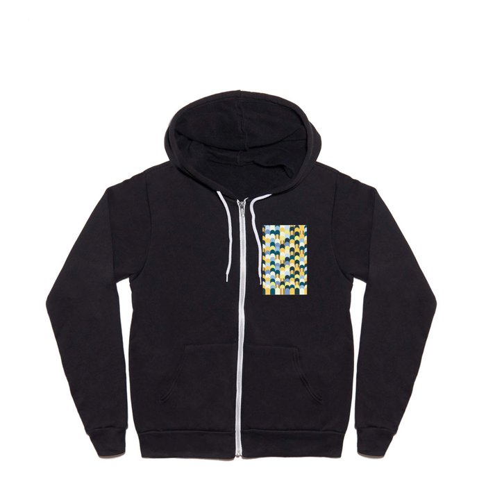 Gold with shades of blue and yellow Full Zip Hoodie
