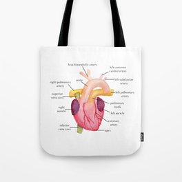 Watercolor Anatomical Heart Tote Bag