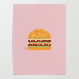 Hamburger on Pink Background Poster