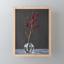 Photo print of red berries in glass vase Framed Mini Art Print