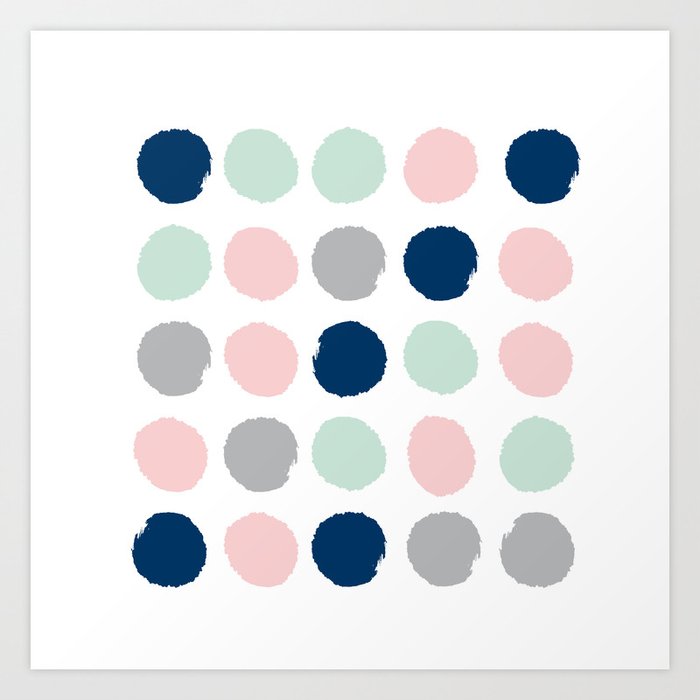 Minimal painted dots gender neutral home decor minimalist nursery baby polka dots Art Print