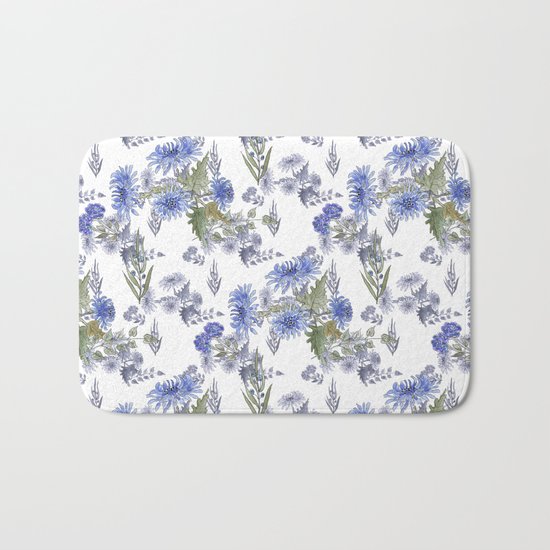 Watercolor floral pattern . 12 Bath Mat