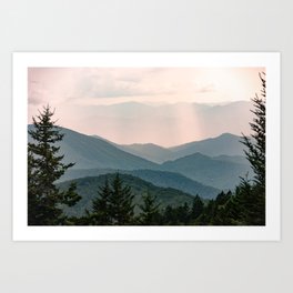 Smoky Mountain Pastel Sunset Kunstdrucke | Smokey, Illustration, Mountains, Digital, Abstract, Graphicdesign, Forest, Adventure, Wanderlust, Photo 