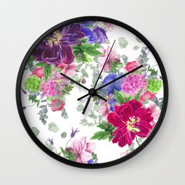 Floral print with tulips and anemones Wall Clock