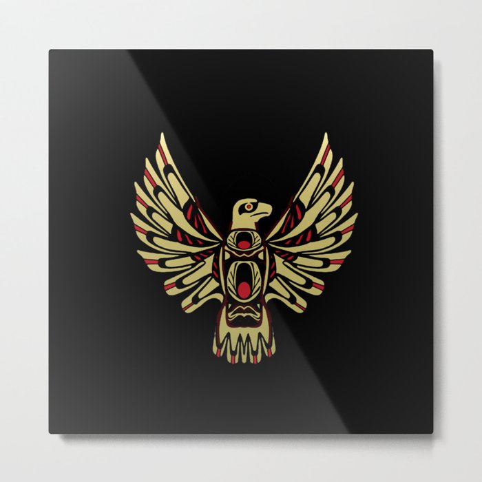 Tribal Black and Gold Eagle Digital Design Metal Print