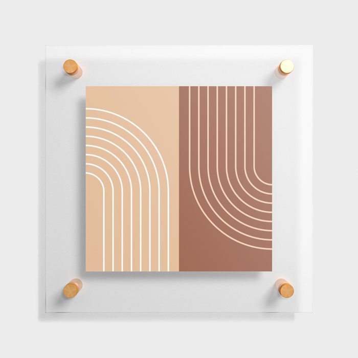 Abstract Geometric Rainbow Lines 15 in Terracotta and Beige Floating Acrylic Print