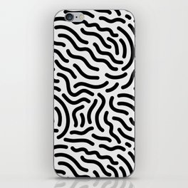 Black and white abstract line doodle pattern iPhone Skin