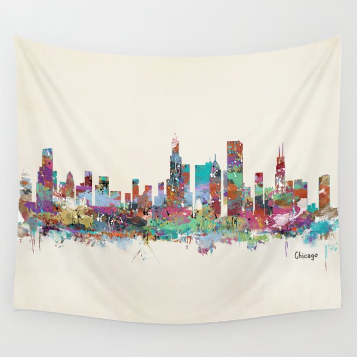 Chicago Illinois skyline Wall Tapestry by bri.buckley  Society6