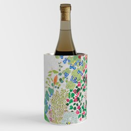 Painterly Floral Jungle on Pink and White Wine Chiller