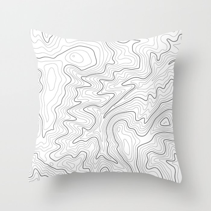 Gray Topo Line Design Throw Pillow