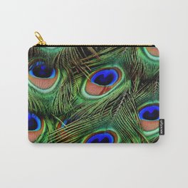 Peacock feathers | Plumes de Paon Carry-All Pouch | Plumes, Bird, Blue, Iridescent, Lignt, Deco, Photo, Love, Nature, Animal 
