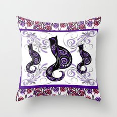 Swirly Cats Throw Pillow