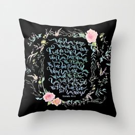 I Will Be With You - Isaiah 43:2 / Black Throw Pillow