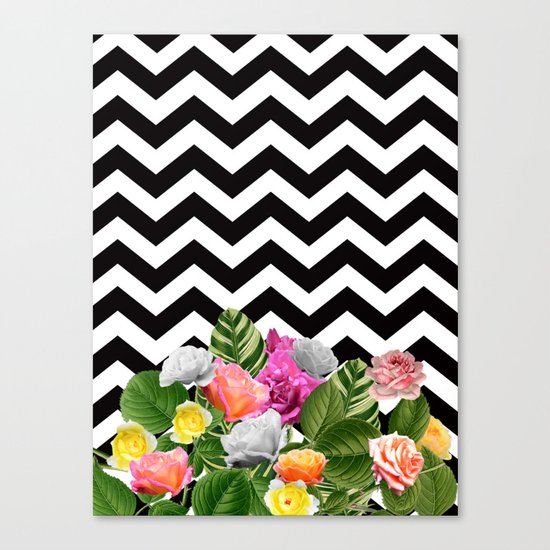 Chevron Floral Canvas Print