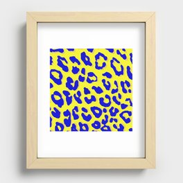 Leopard Print Navy Yellow Recessed Framed Print