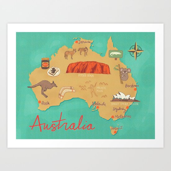Australia Map Art Print