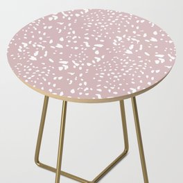 Wild spots cheetah dots boho animal print design white spots on soft pink blush Side Table