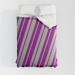 [ Thumbnail: Purple & Dark Grey Colored Stripes/Lines Pattern Comforter ]