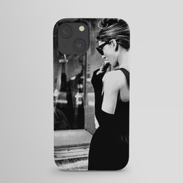 Audrey Hepburn in Black Gown, Jewelry, Vintage Black and White Art iPhone Case