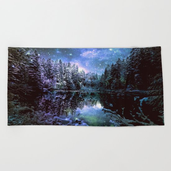 Mystical Winter Forest Beach Towel
