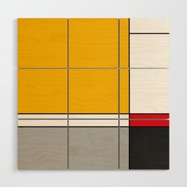 Mid century Modern yellow gray black red Wood Wall Art