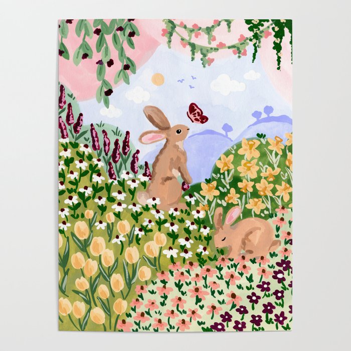 Spring Bunnies Poster